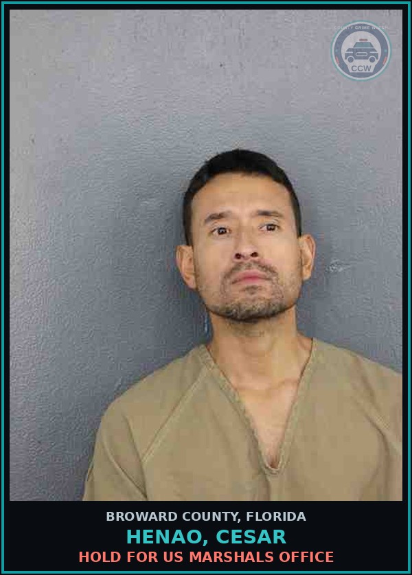 Booking mugshot of HENAO, CESAR in Broward County