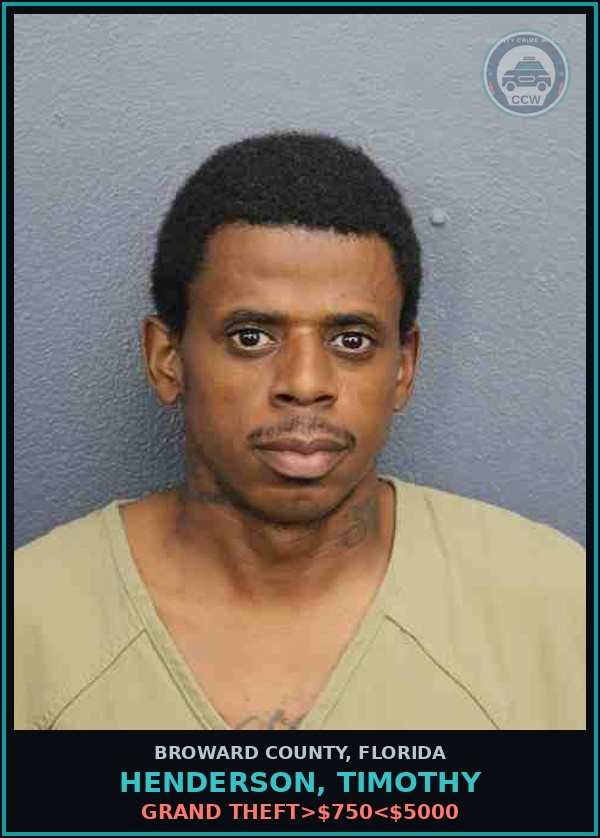 Booking mugshot of HENDERSON, TIMOTHY in Broward County