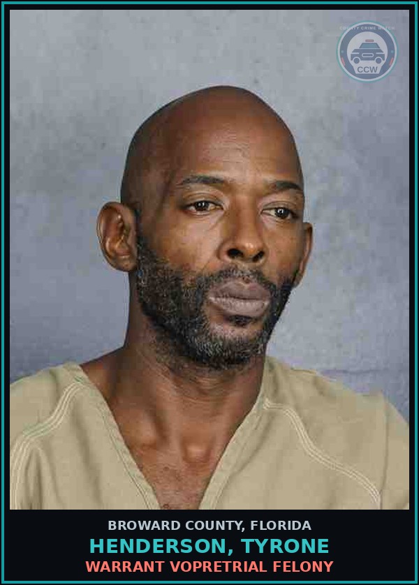 Booking mugshot of HENDERSON, TYRONE in Broward County