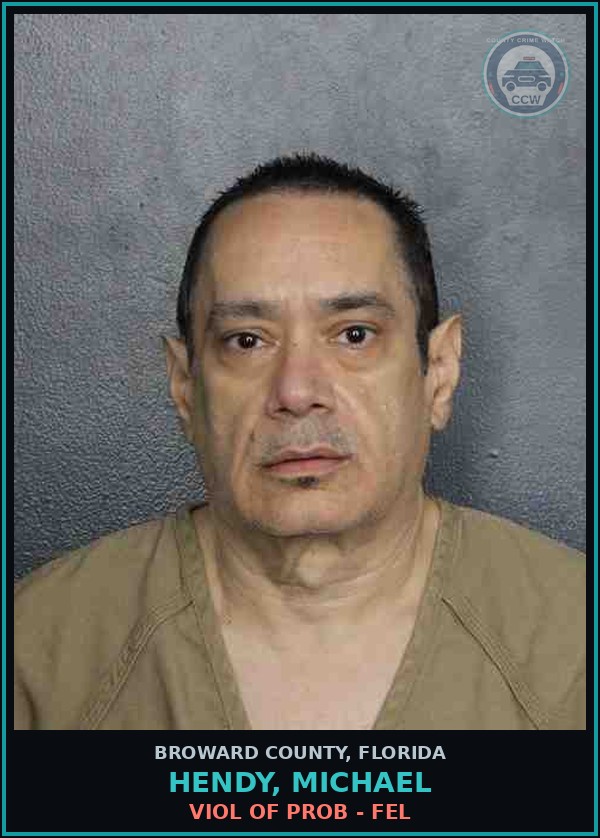 Booking mugshot of HENDY, MICHAEL in Broward County