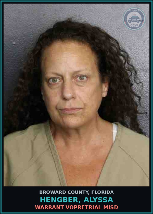 Booking mugshot of HENGBER, ALYSSA in Broward County