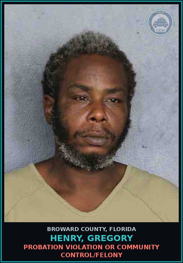 Booking mugshot of HENRY, GREGORY in Broward County