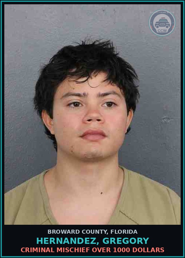 Booking mugshot of HERNANDEZ, GREGORY in Broward County