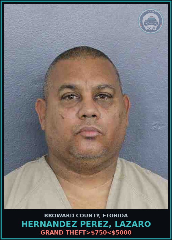 Booking mugshot of HERNANDEZ PEREZ, LAZARO in Broward County