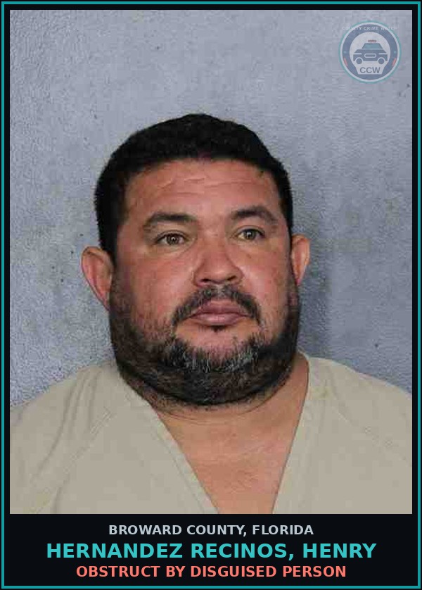 Booking mugshot of HERNANDEZ RECINOS, HENRY in Broward County