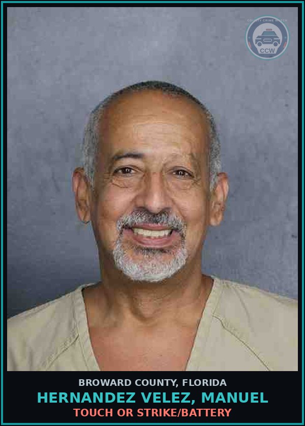 Booking mugshot of HERNANDEZ VELEZ, MANUEL in Broward County
