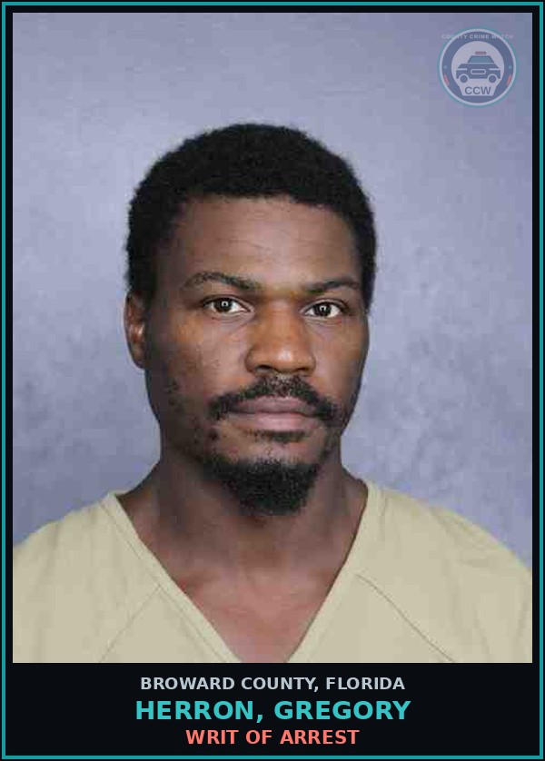 Booking mugshot of HERRON, GREGORY in Broward County