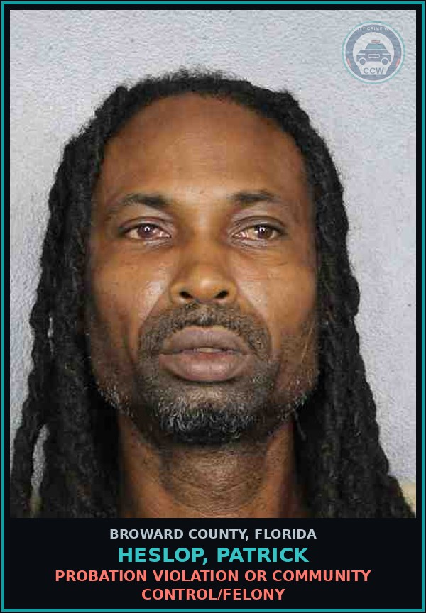 Booking mugshot of HESLOP, PATRICK in Broward County