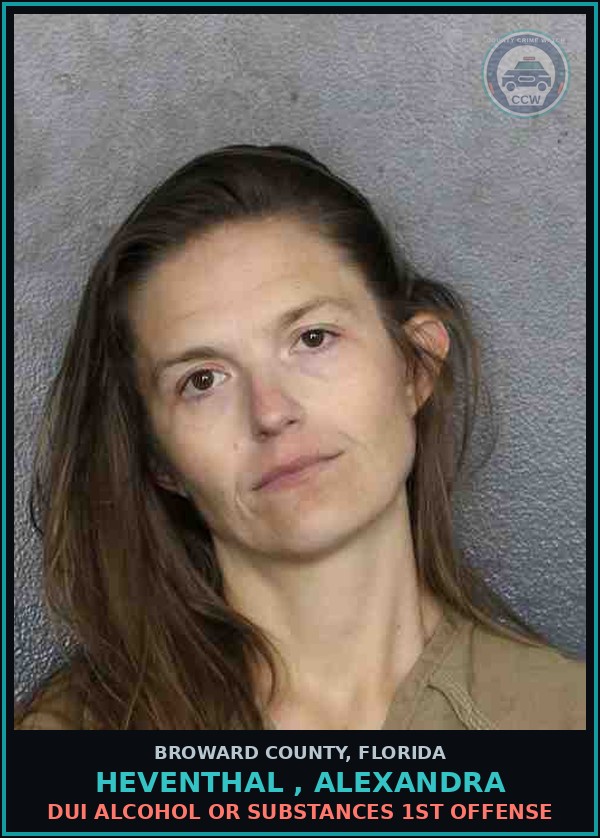 Booking mugshot of HEVENTHAL , ALEXANDRA in Broward County