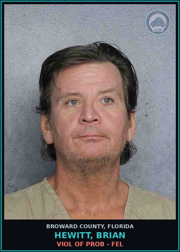 Booking mugshot of HEWITT, BRIAN in Broward County