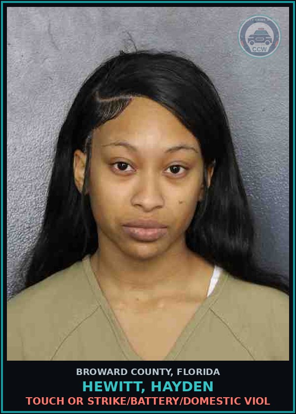 Booking mugshot of HEWITT, HAYDEN in Broward County