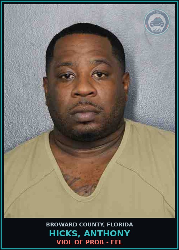Booking mugshot of HICKS, ANTHONY in Broward County