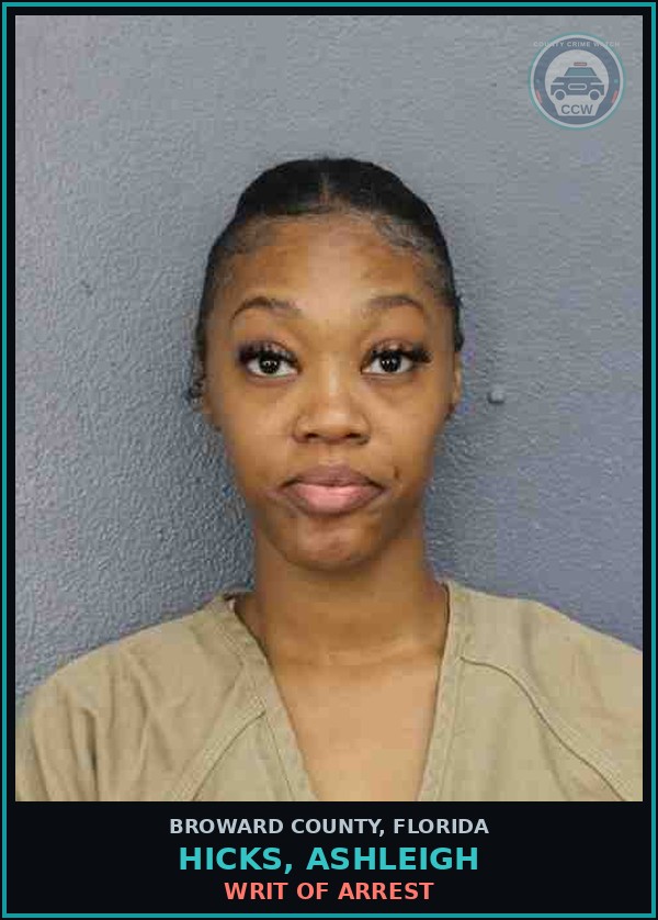 Booking mugshot of HICKS, ASHLEIGH in Broward County