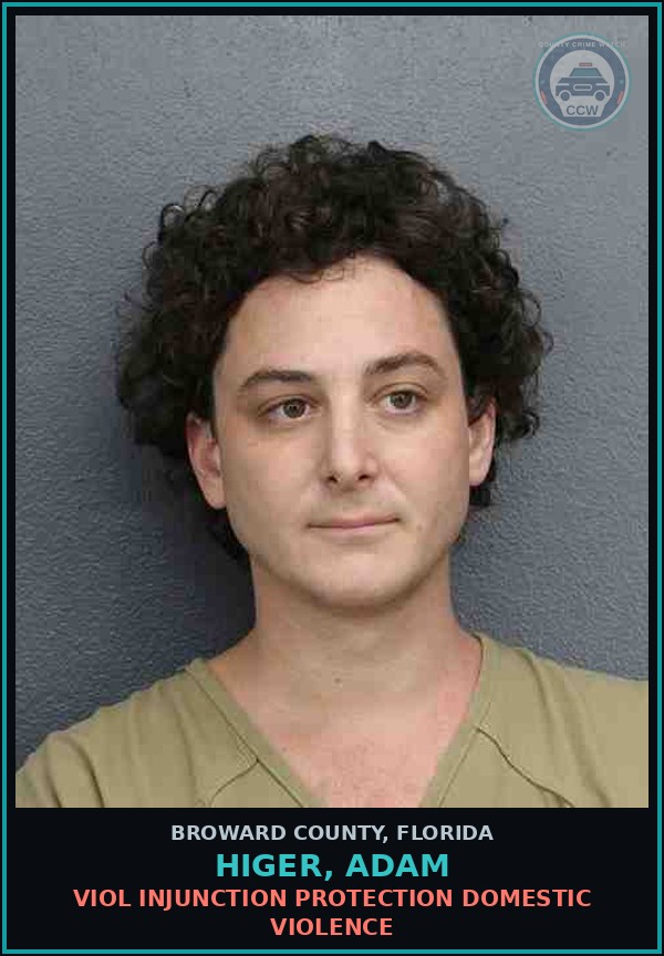 Booking mugshot of HIGER, ADAM in Broward County