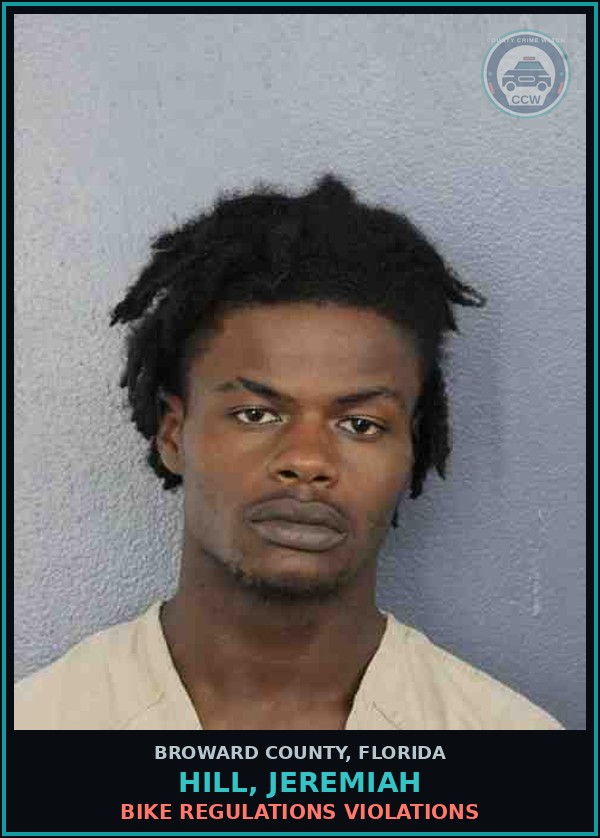 Booking mugshot of HILL, JEREMIAH in Broward County