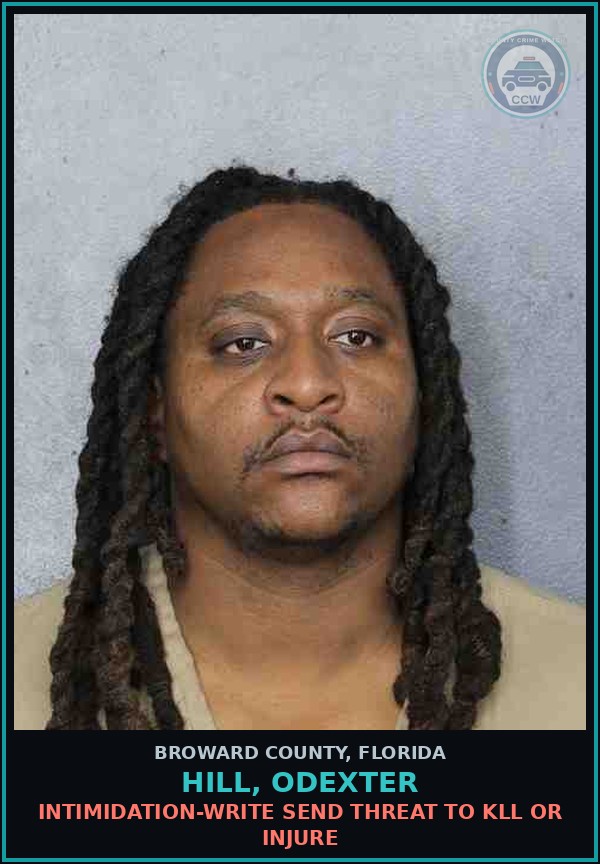 Booking mugshot of HILL, ODEXTER in Broward County