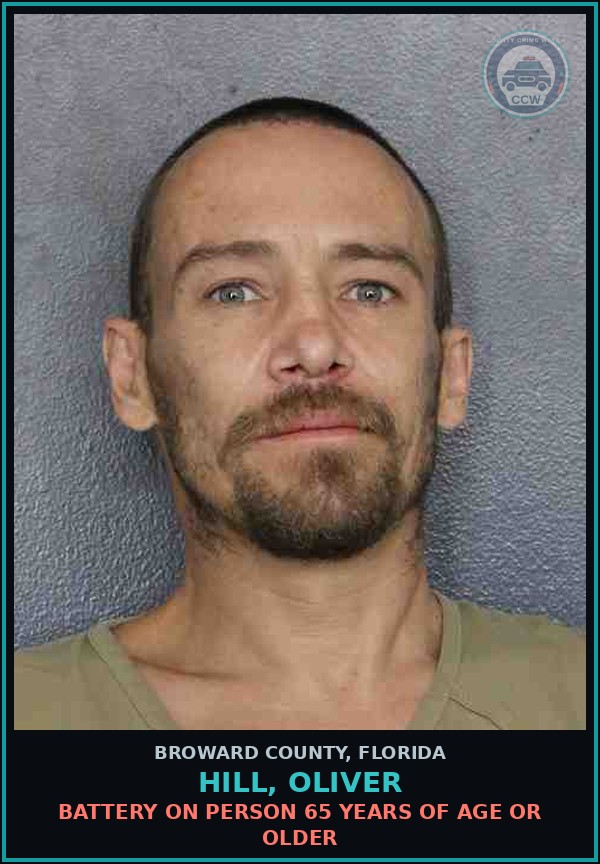 Booking mugshot of HILL, OLIVER in Broward County