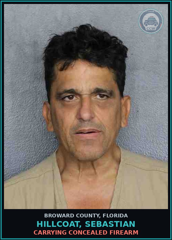 Booking mugshot of HILLCOAT, SEBASTIAN in Broward County