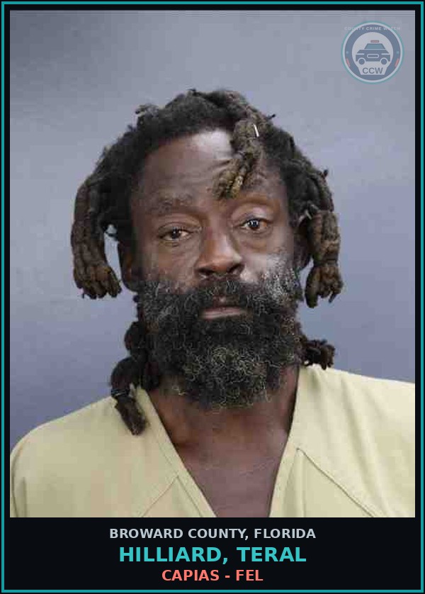 Booking mugshot of HILLIARD, TERAL in Broward County