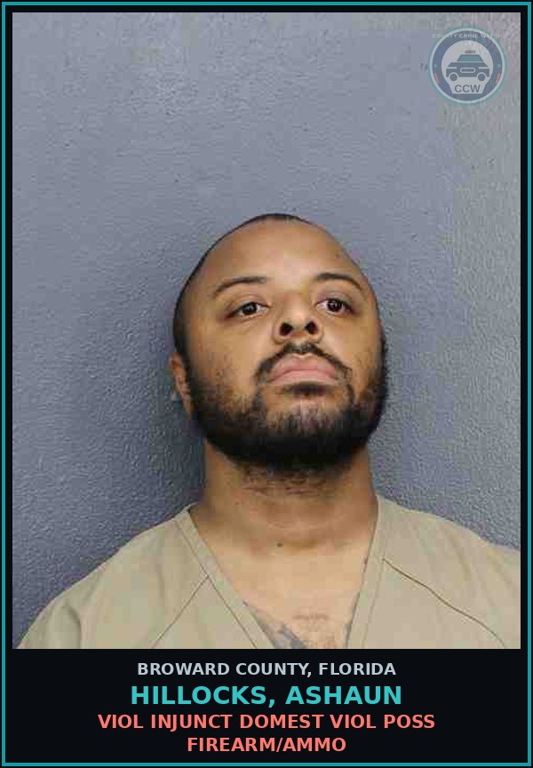 Booking mugshot of HILLOCKS, ASHAUN in Broward County