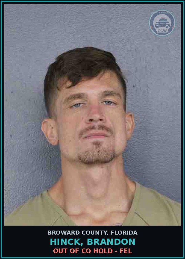 Booking mugshot of HINCK, BRANDON in Broward County
