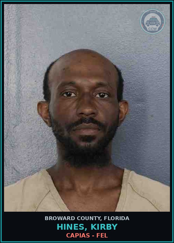 Booking mugshot of HINES, KIRBY in Broward County