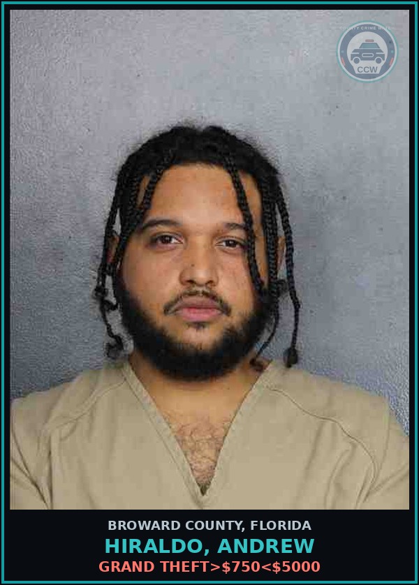 Booking mugshot of HIRALDO, ANDREW in Broward County
