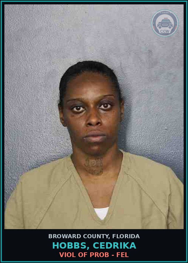 Booking mugshot of HOBBS, CEDRIKA in Broward County