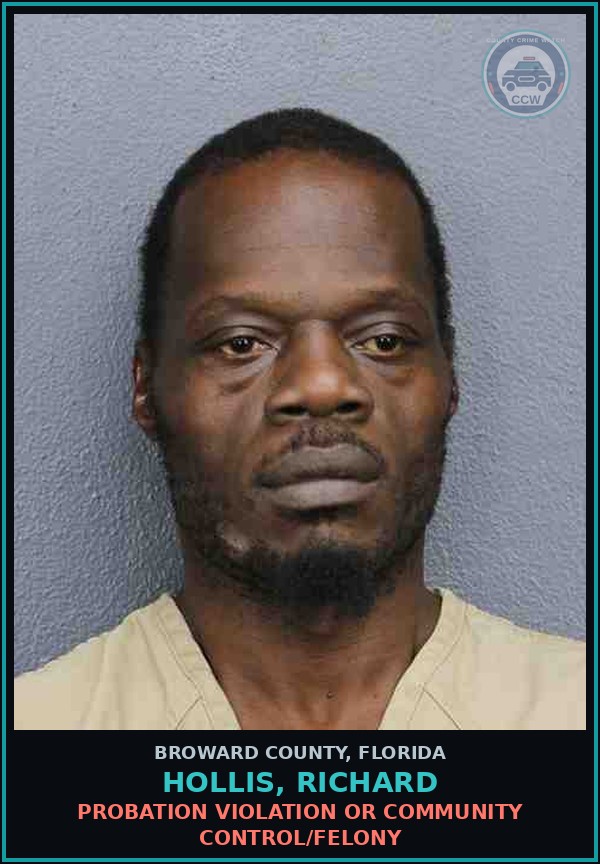 Booking mugshot of HOLLIS, RICHARD in Broward County