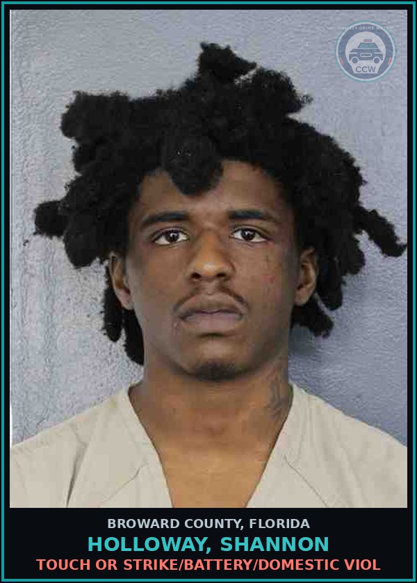Booking mugshot of HOLLOWAY, SHANNON in Broward County