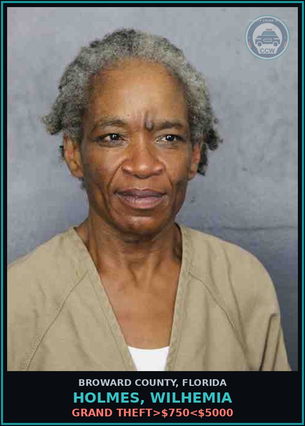 Booking mugshot of HOLMES, WILHEMIA in Broward County