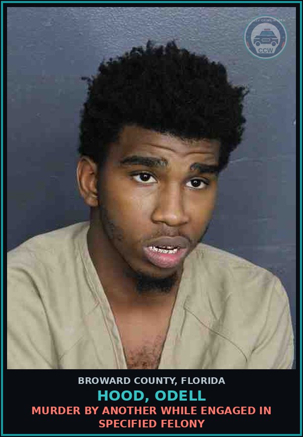 Booking mugshot of HOOD, ODELL in Broward County