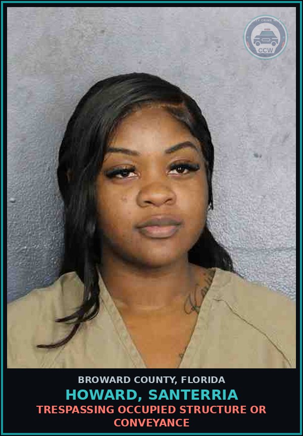 Booking mugshot of HOWARD, SANTERRIA in Broward County