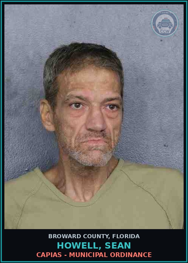 Booking mugshot of HOWELL, SEAN in Broward County