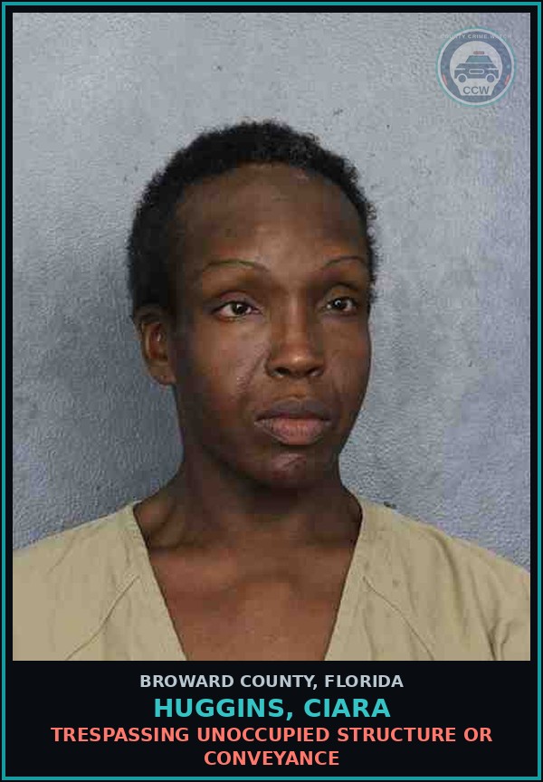 Booking mugshot of HUGGINS, CIARA in Broward County