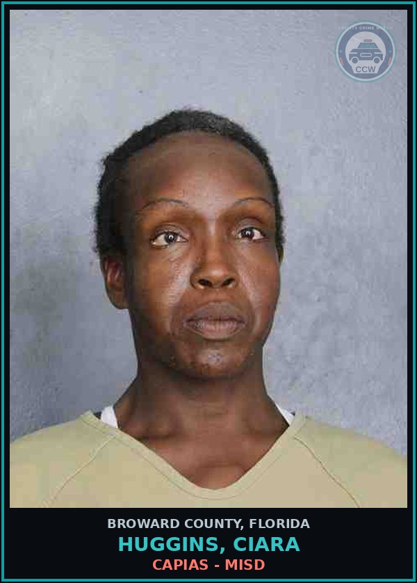Booking mugshot of HUGGINS, CIARA in Broward County