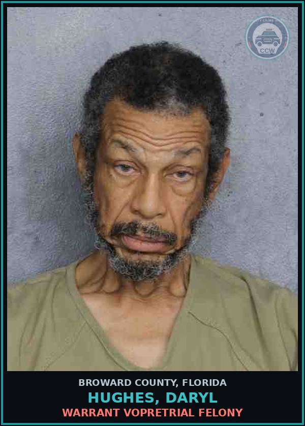 Booking mugshot of HUGHES, DARYL in Broward County