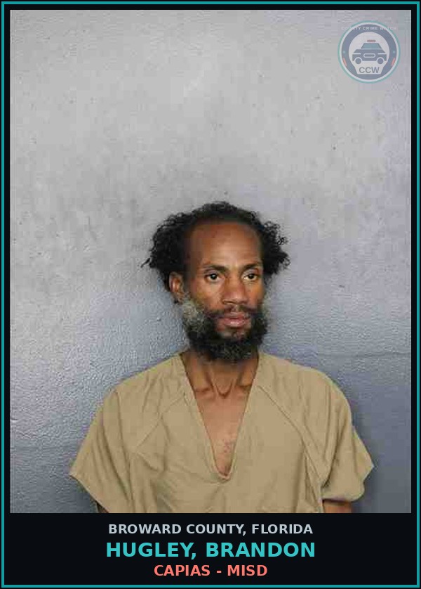 Booking mugshot of HUGLEY, BRANDON in Broward County
