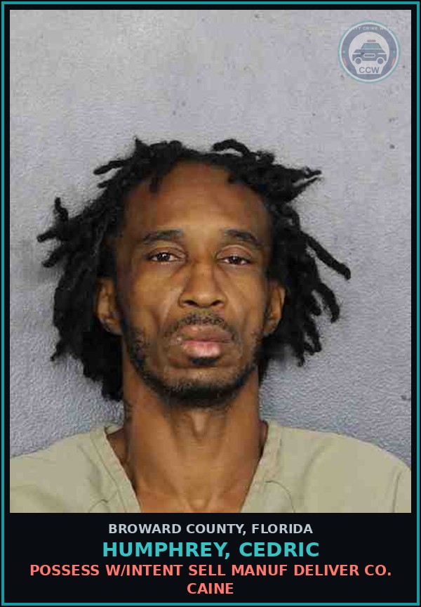 Booking mugshot of HUMPHREY, CEDRIC in Broward County
