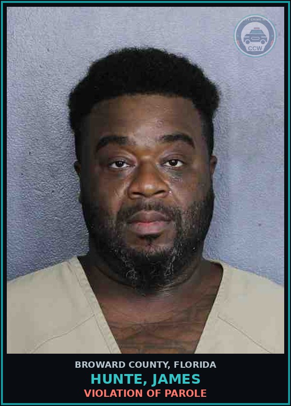 Booking mugshot of HUNTE, JAMES in Broward County