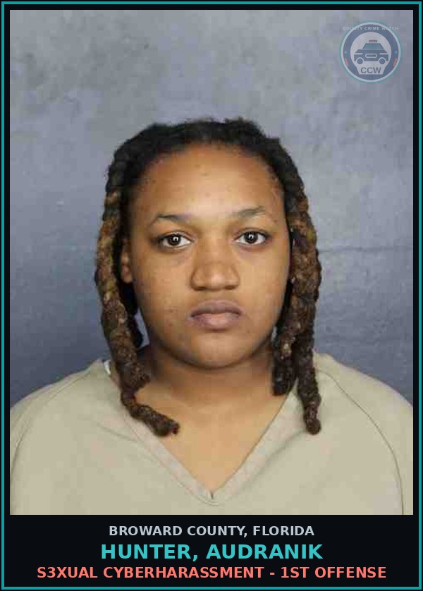 Booking mugshot of HUNTER, AUDRANIK in Broward County