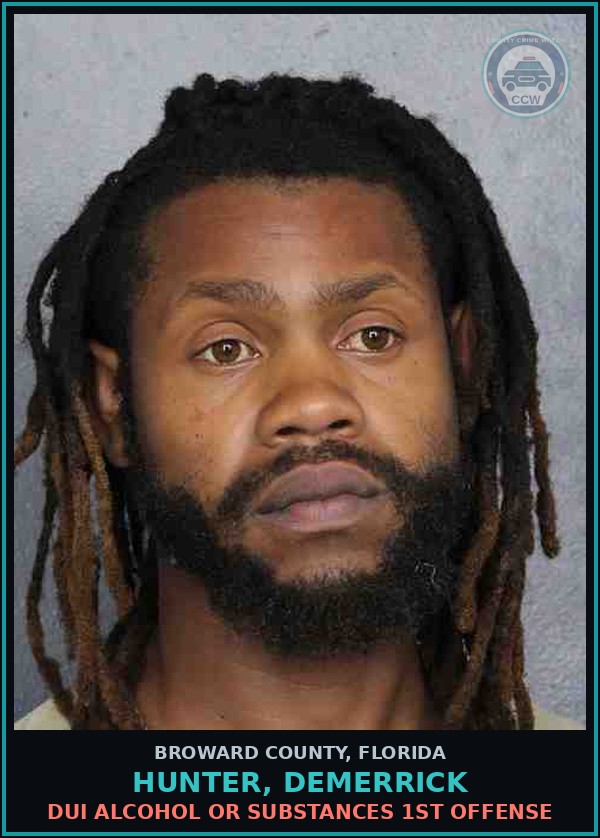 Booking mugshot of HUNTER, DEMERRICK in Broward County