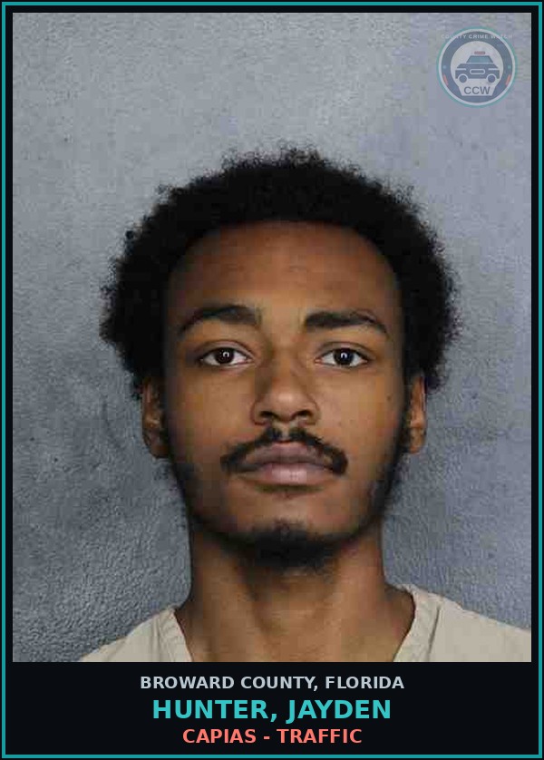 Booking mugshot of HUNTER, JAYDEN in Broward County