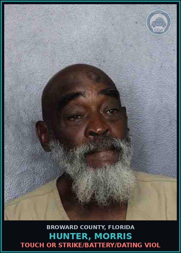 Booking mugshot of HUNTER, MORRIS in Broward County