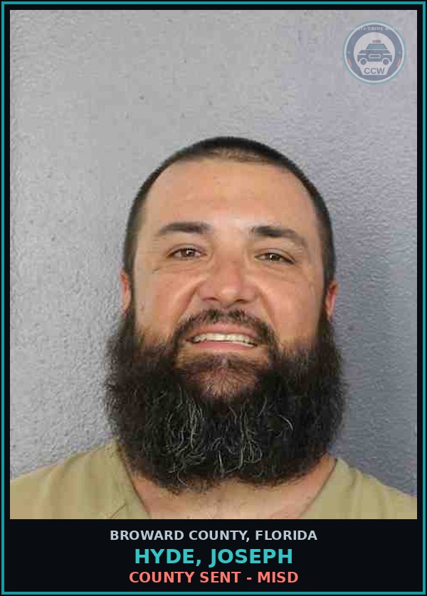 Booking mugshot of HYDE, JOSEPH in Broward County