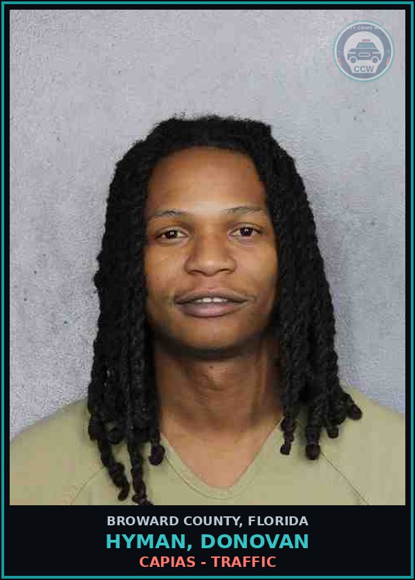Booking mugshot of HYMAN, DONOVAN in Broward County
