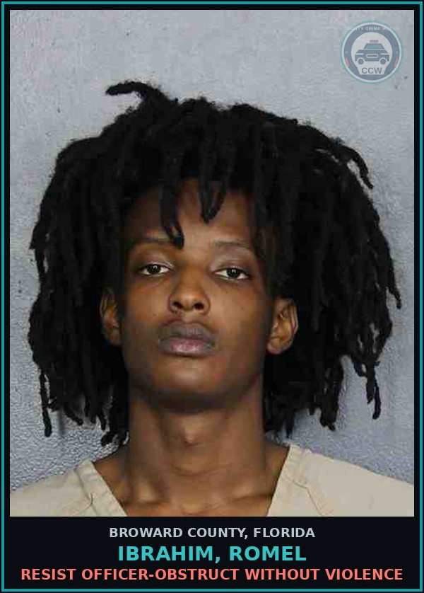 Booking mugshot of IBRAHIM, ROMEL in Broward County