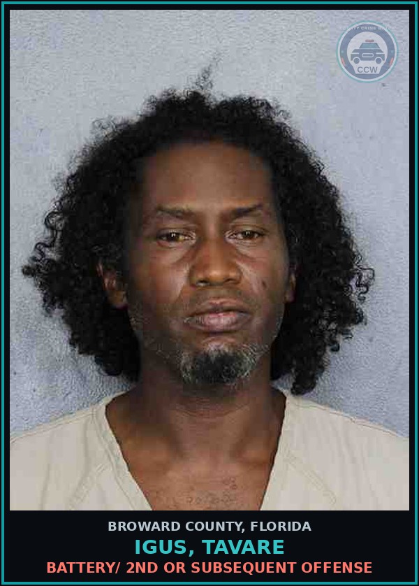 Booking mugshot of IGUS, TAVARE in Broward County