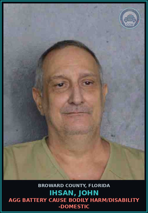 Booking mugshot of IHSAN, JOHN in Broward County