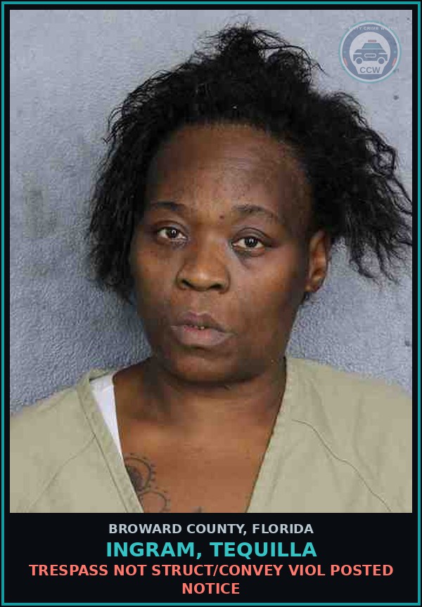 Booking mugshot of INGRAM, TEQUILLA in Broward County